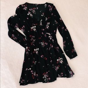Express Cherry Blossom Faux-Wrap Dress